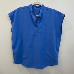 FIGS Technical Collection Rafaela Oversized Ceil Blue Scrub Top Size XS